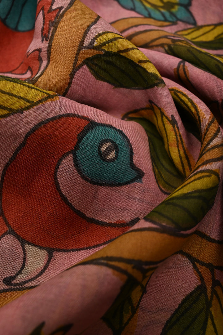 Authentic Pen Kalamkari Handpainted on Mangalagiri Silk Cotton Saree  | SHOBITAM