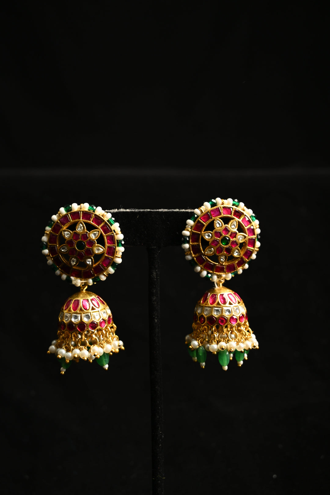 Dhamini Jhumkas in Brass with Jadau and Gold Tone | SHOBITAM