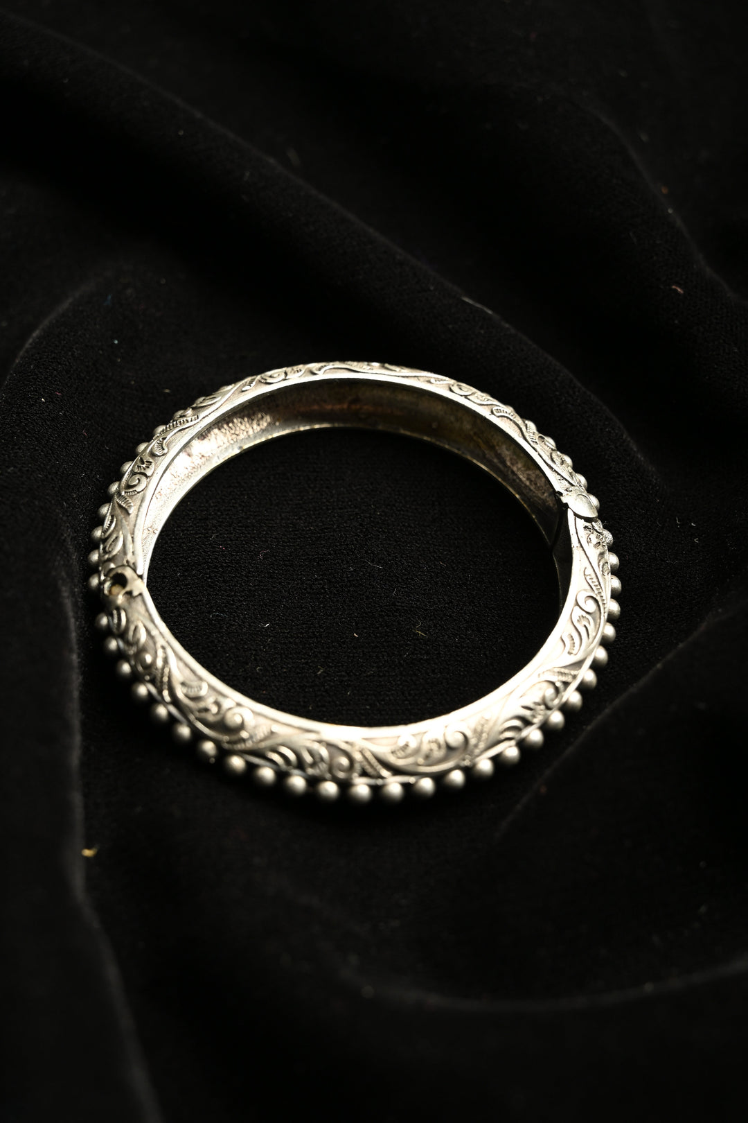 Zara Bangle in Brass with Antique Silver Polish and Adjustable Screw - Single Piece