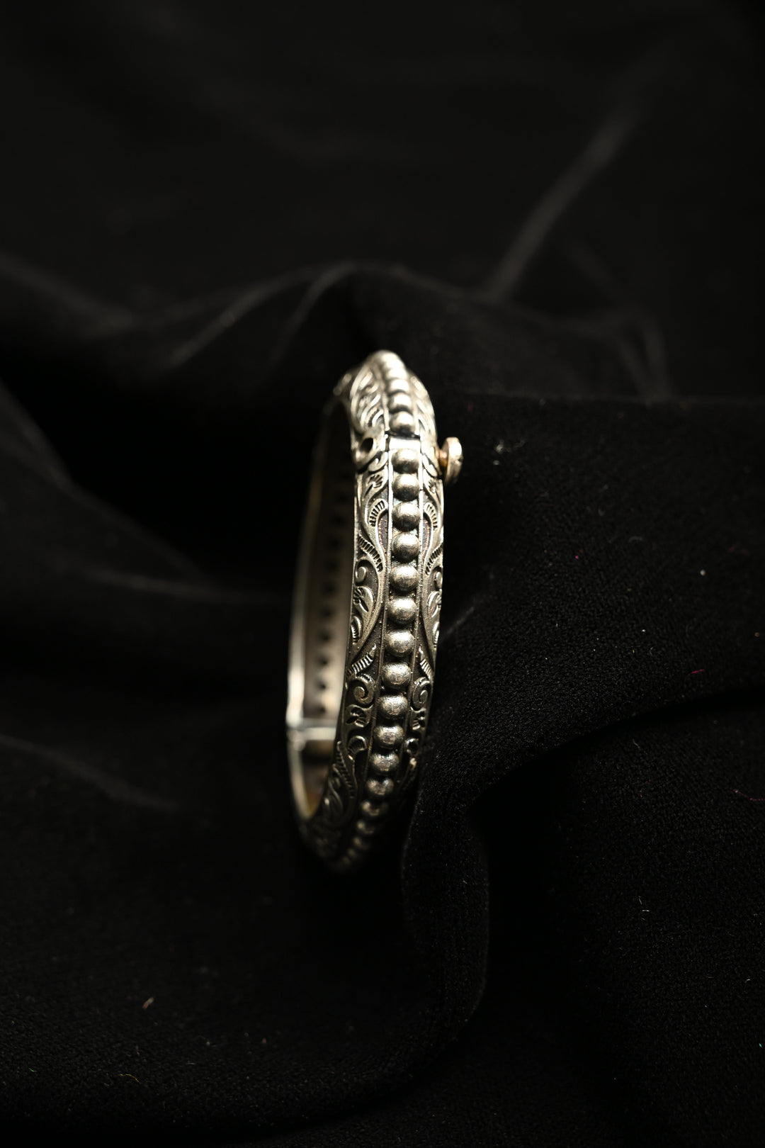 Zara Bangle in Brass with Antique Silver Polish and Adjustable Screw - Single Piece