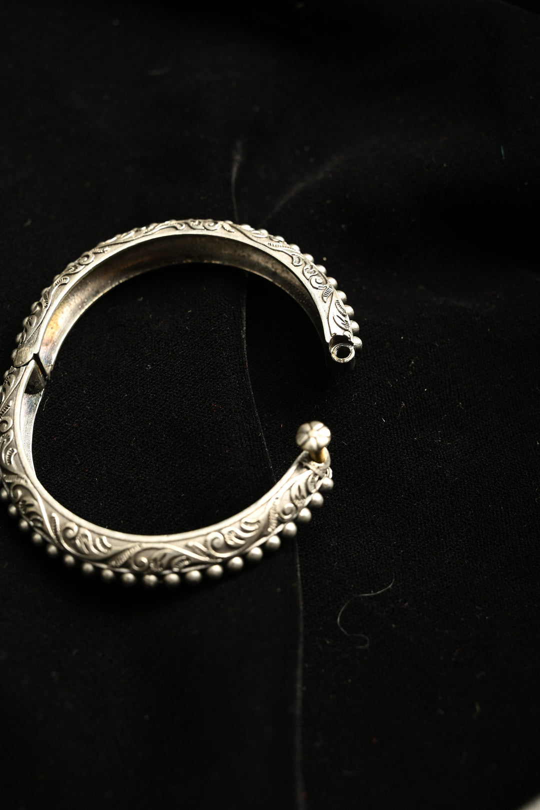 Zara Bangle in Brass with Antique Silver Polish and Adjustable Screw - Single Piece