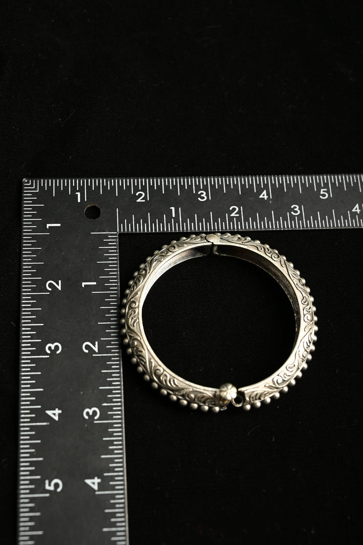 Zara Bangle in Brass with Antique Silver Polish and Adjustable Screw - Single Piece