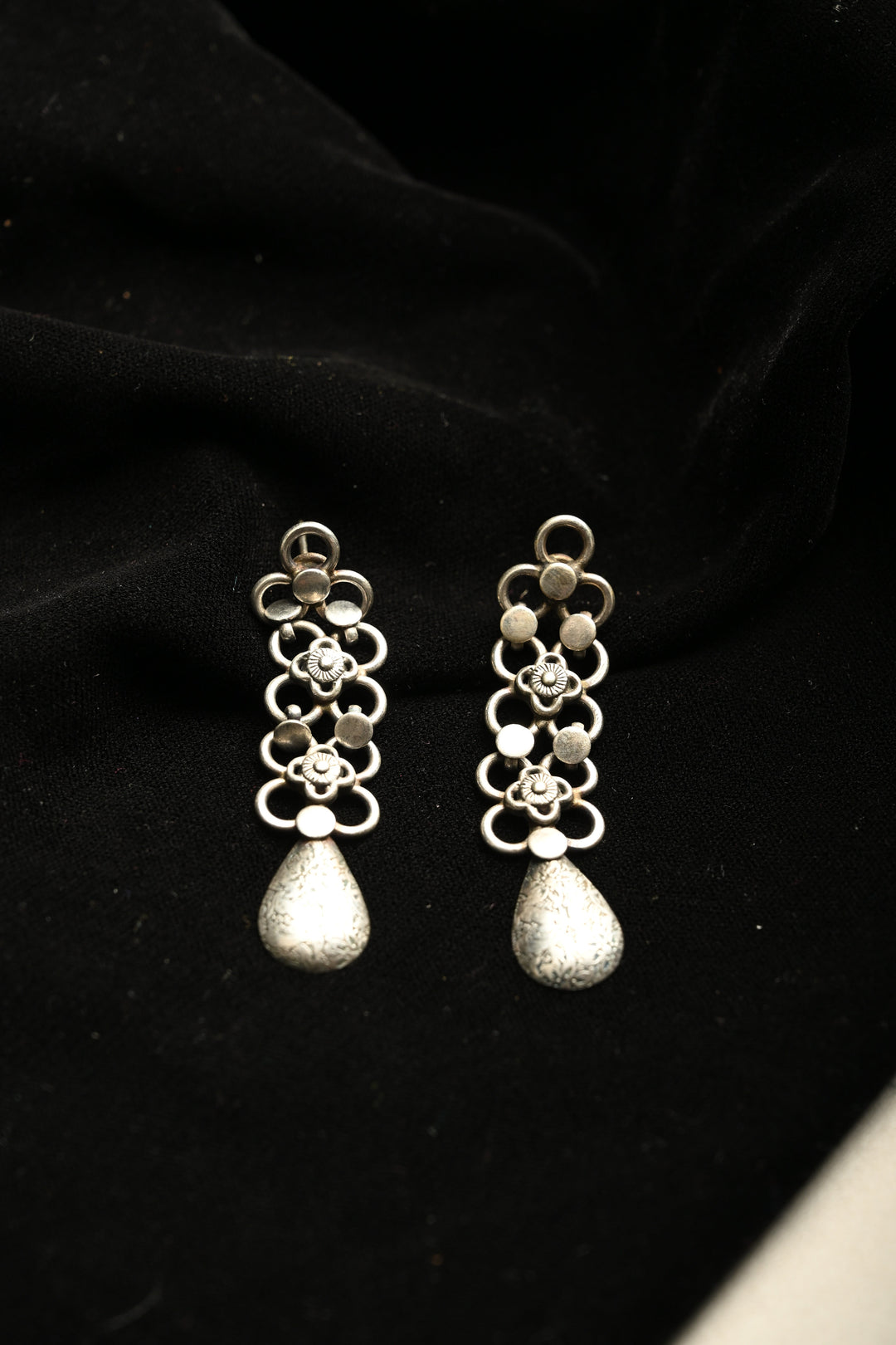 Kaarunya Earrings in Brass with an Antique Silver Polish