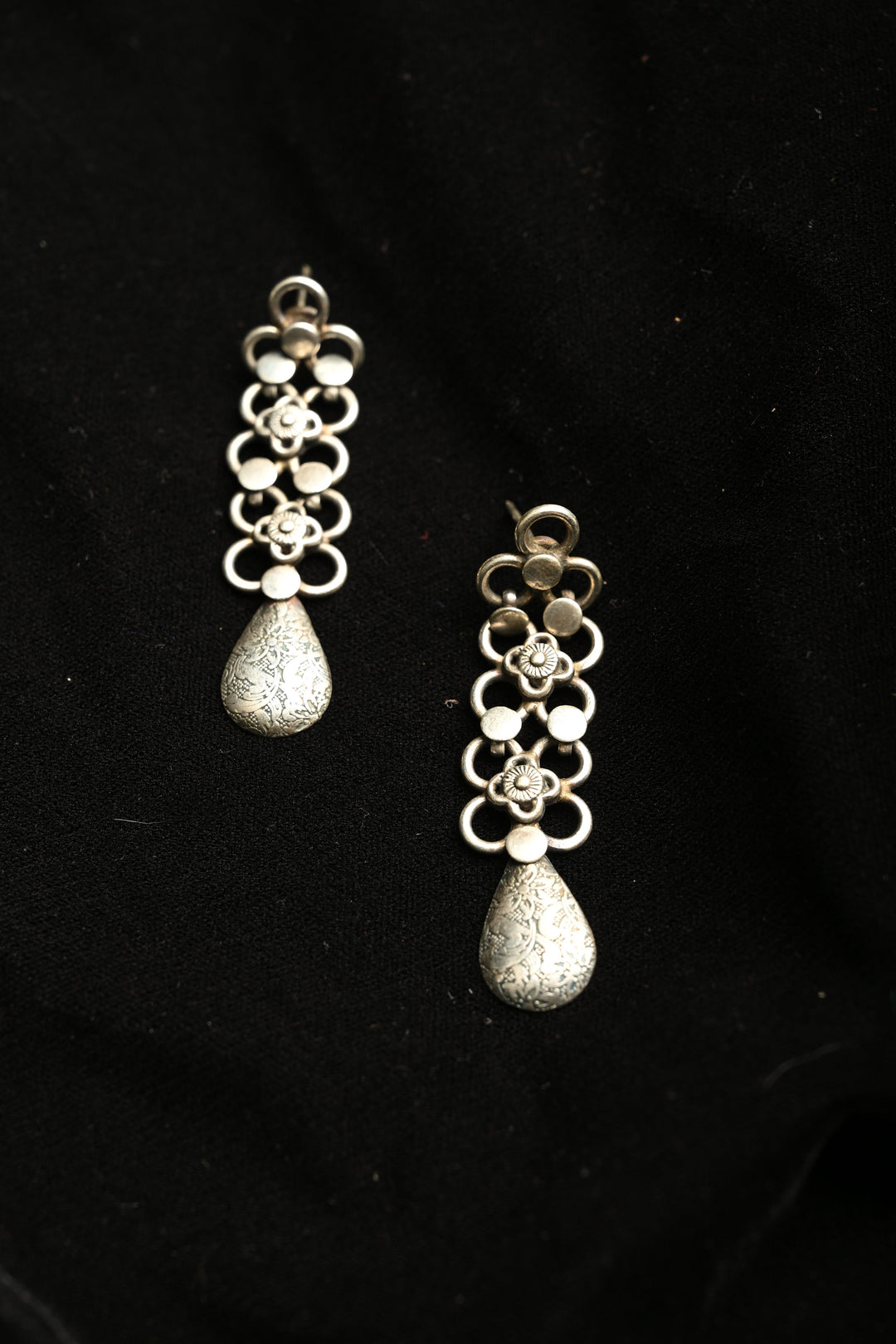 Kaarunya Earrings in Brass with an Antique Silver Polish