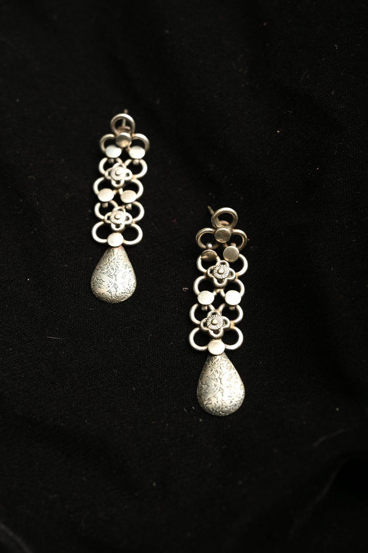 Kaarunya Earrings in Brass with an Antique Silver Polish