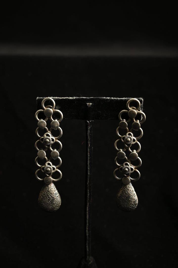 Kaarunya Earrings in Brass with an Antique Silver Polish