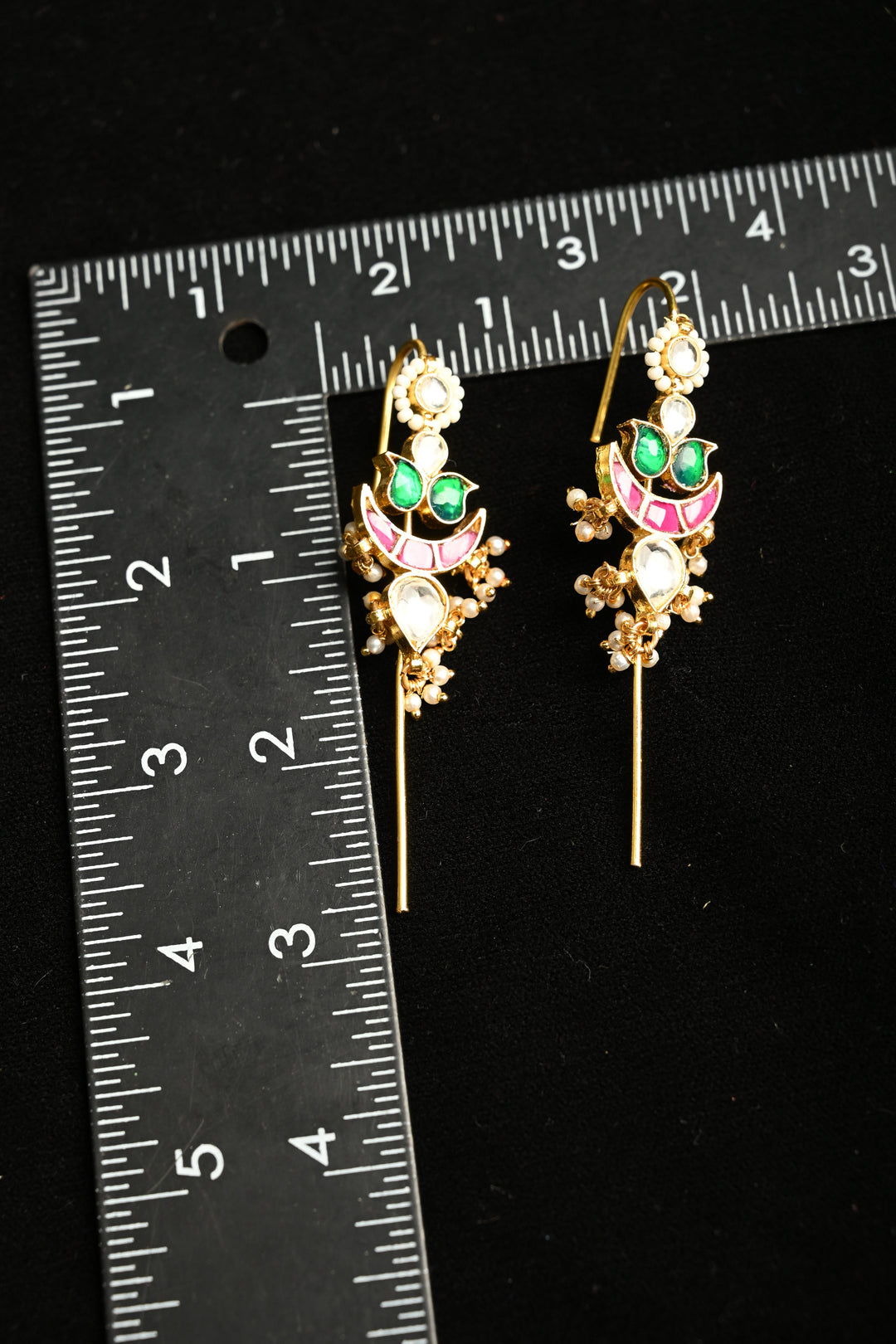 Amika Needle Cuff in Brass and kundan with an Antique Gold polish