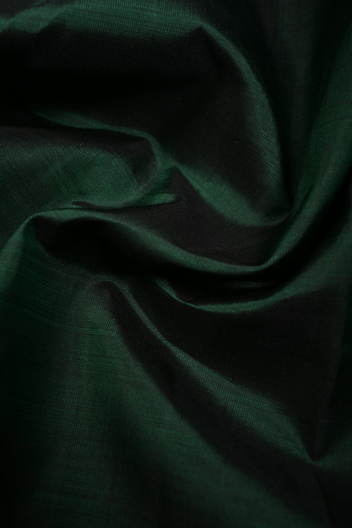 Green-Kanchana Dual tone Kanjivaram Pure Silk Saree with Distinct Parrot Motifs on Border | SILK MARK CERTIFIED