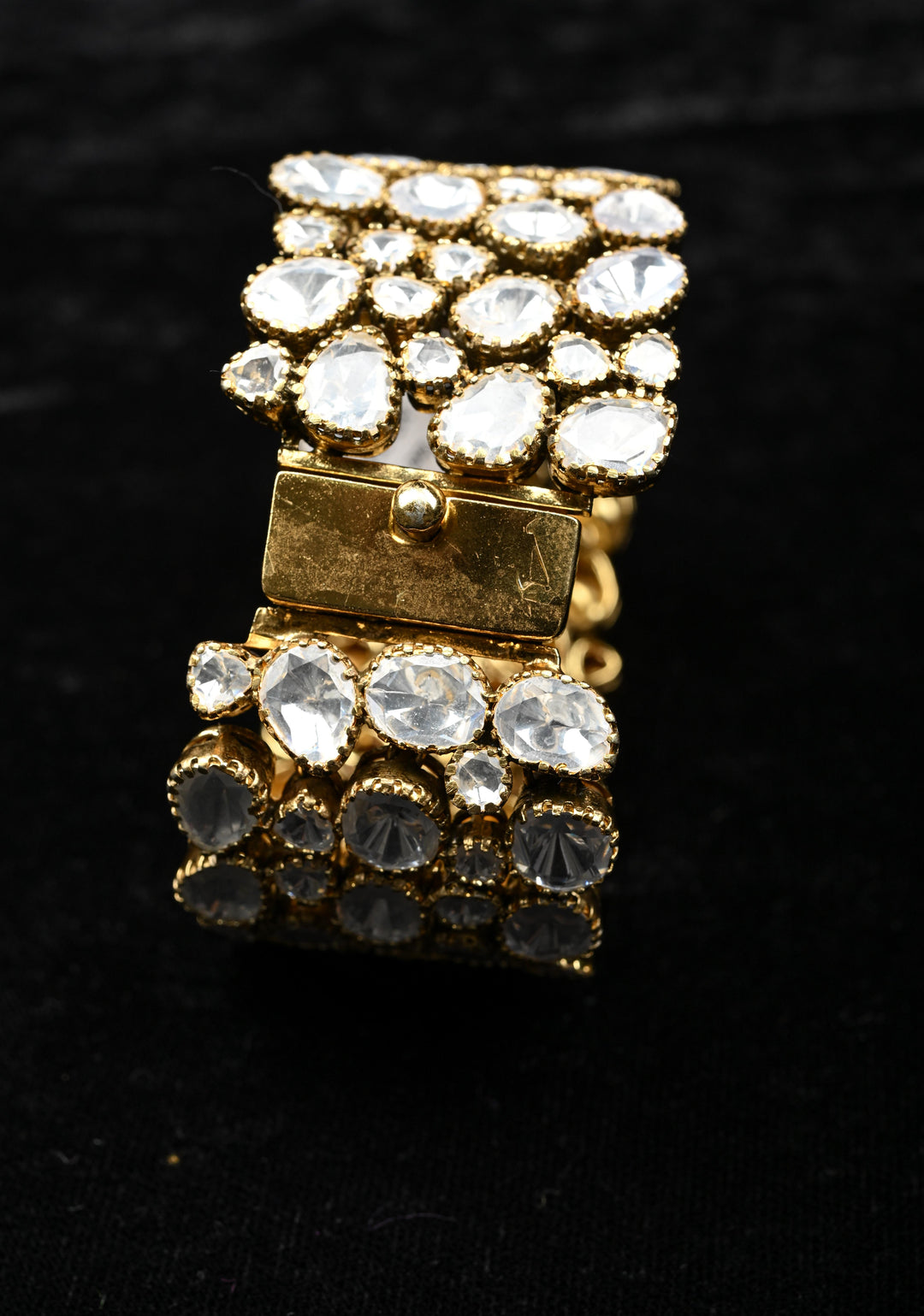92.5 Silver 24 Ct Gold Plated Moissanite Chunky  Bracelet