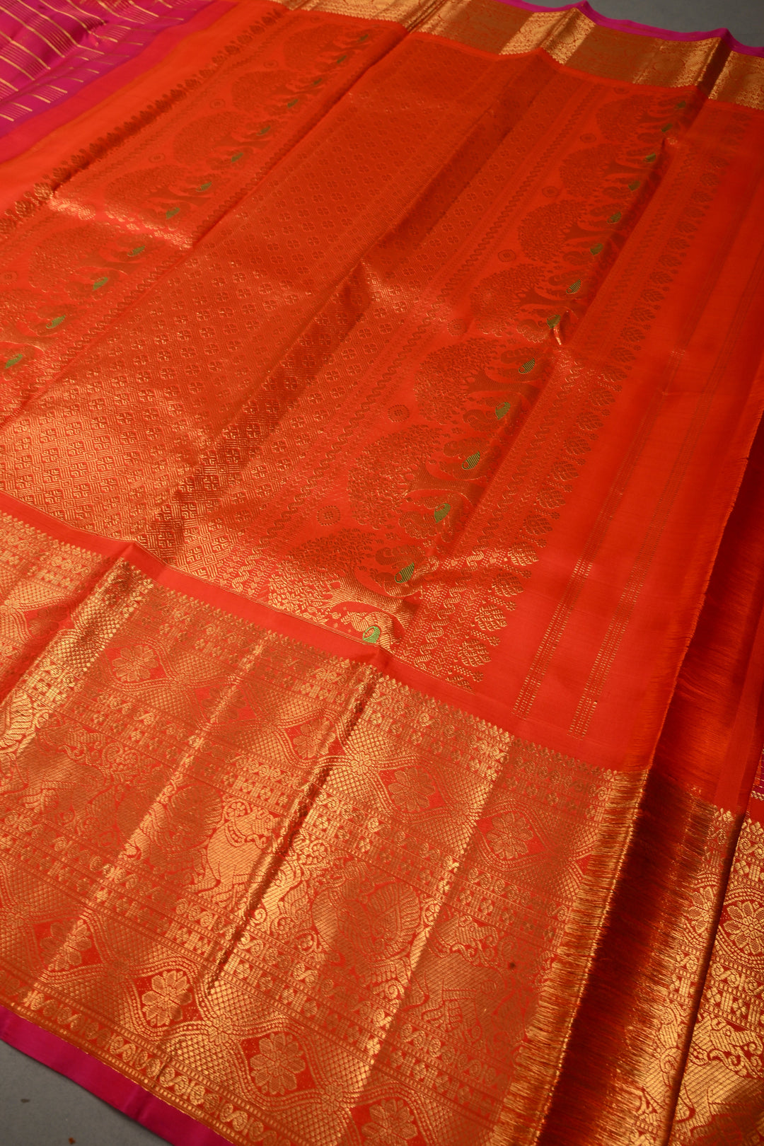 Rani Pink Zari Checks Pure Gadwal Silk Saree with Zari Buttis and Contrast Wide Zari Border | SILK MARK CERTIFIED | SHOBITAM