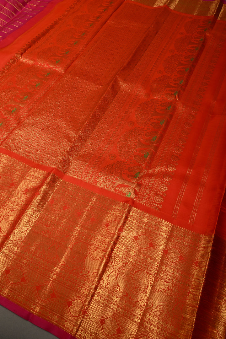 Rani Pink Zari Checks Pure Gadwal Silk Saree with Zari Buttis and Contrast Wide Zari Border | SILK MARK CERTIFIED | SHOBITAM