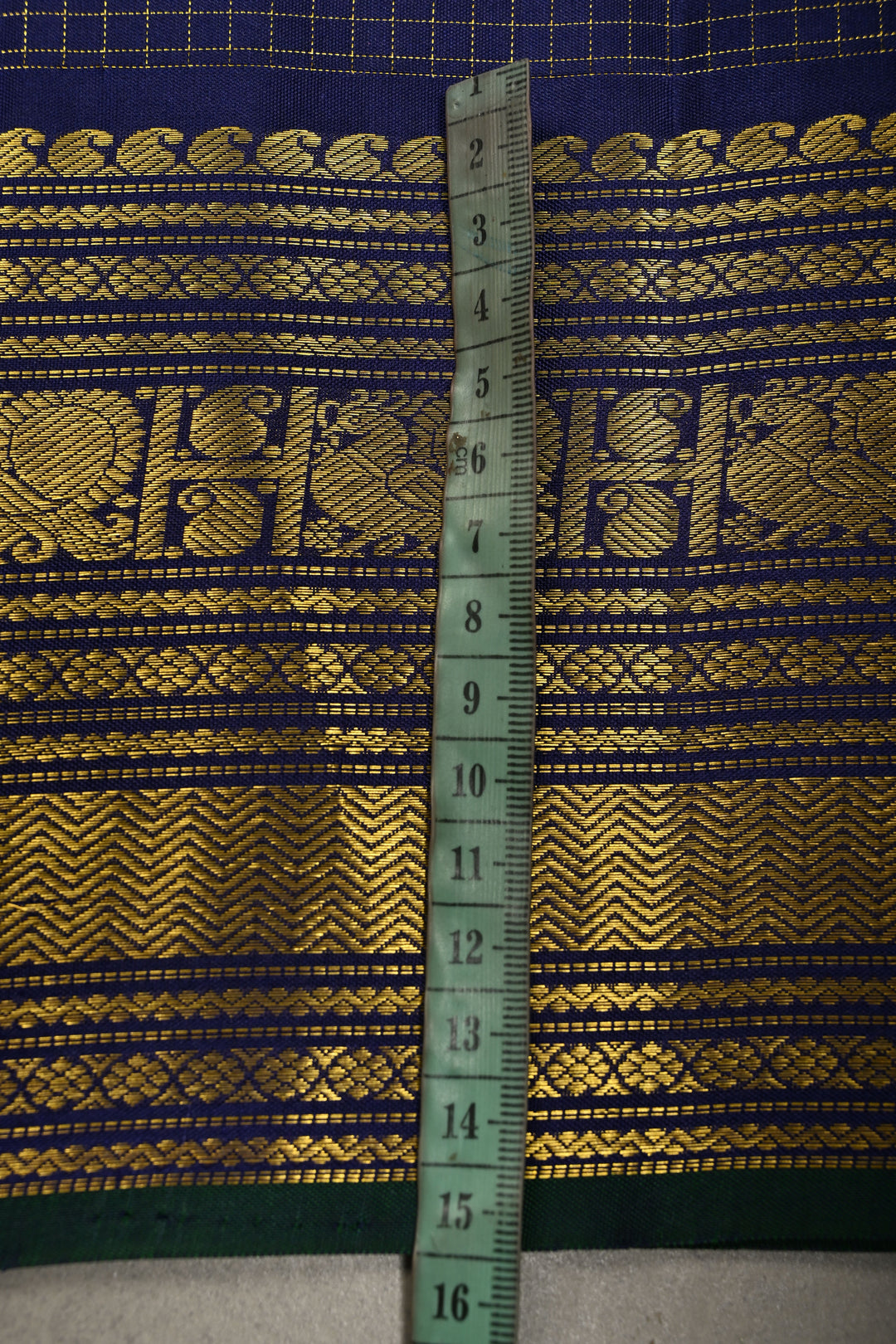 Ink Blue Zari Checks on Kanjivaram Silk Saree with Zari Buttas and Zari Border  | SILK MARK CERTIFIED | SHOBITAM