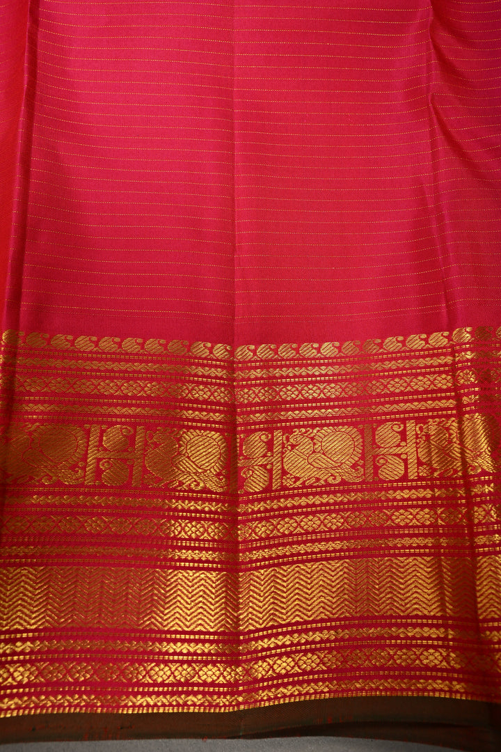 Pink Dual tone Zari Checks on Kanjivaram Silk Saree with Zari Buttas and Zari Border  | SILK MARK CERTIFIED | SHOBITAM