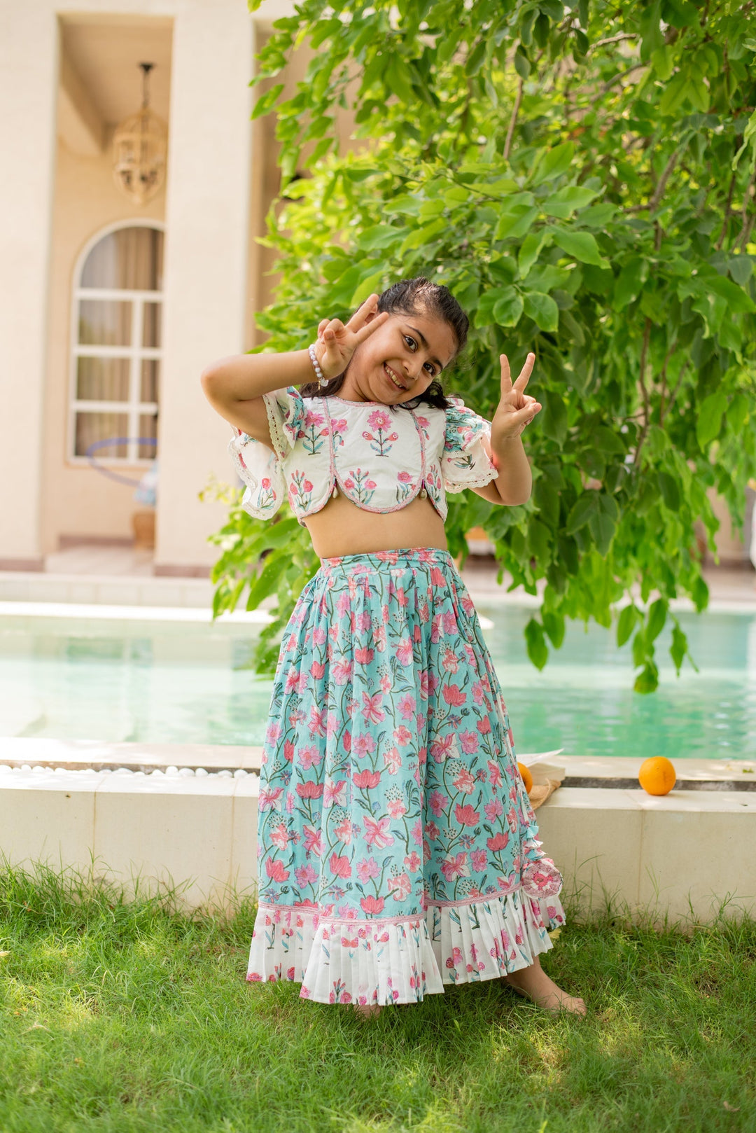 Firozi Lehenga Set | SHOBITAM