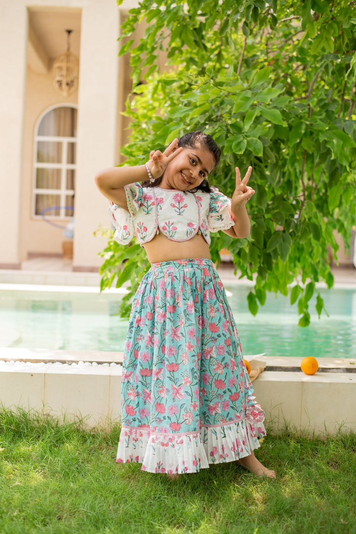 Firozi Lehenga Set | SHOBITAM