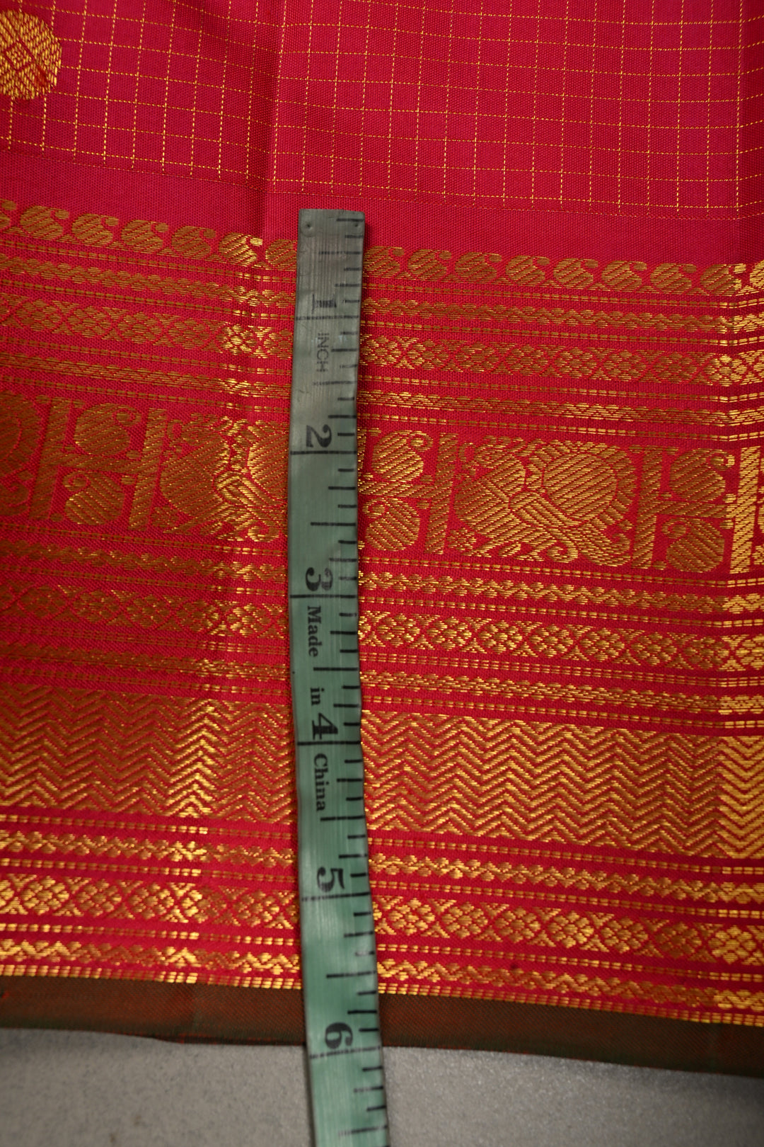 Pink Dual tone Zari Checks on Kanjivaram Silk Saree with Zari Buttas and Zari Border  | SILK MARK CERTIFIED | SHOBITAM