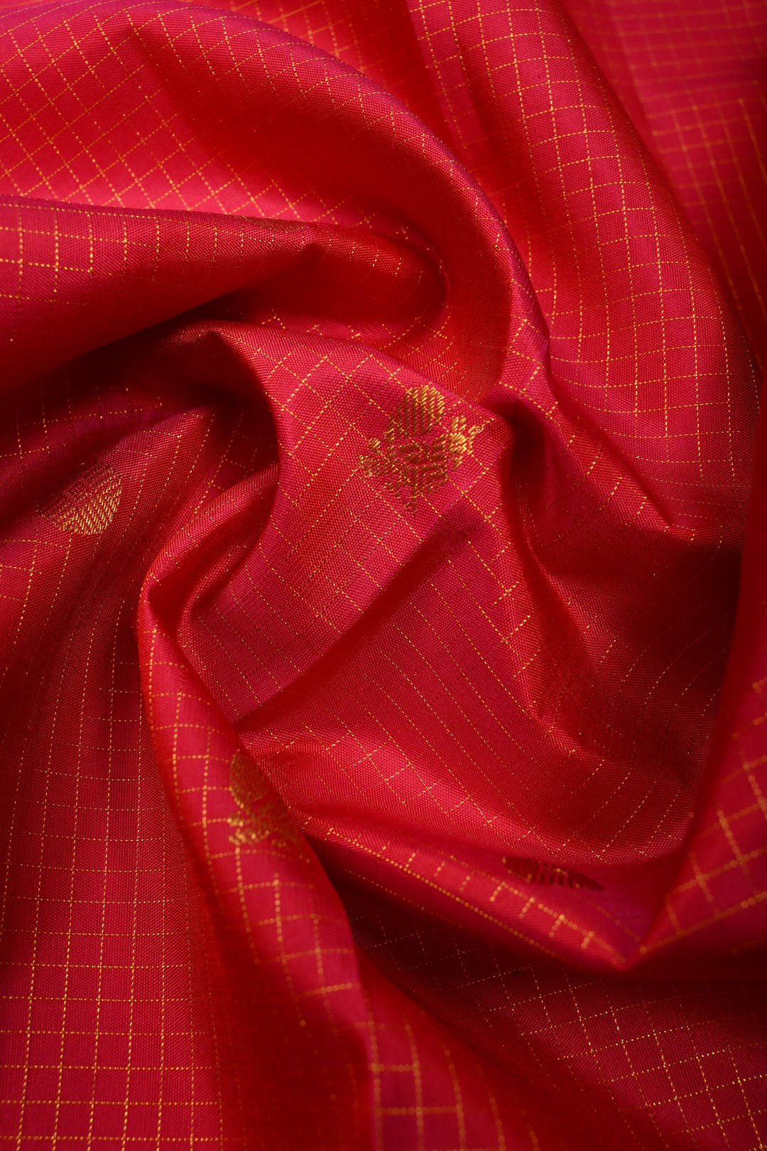 Pink Dual tone Zari Checks on Kanjivaram Silk Saree with Zari Buttas and Zari Border  | SILK MARK CERTIFIED | SHOBITAM