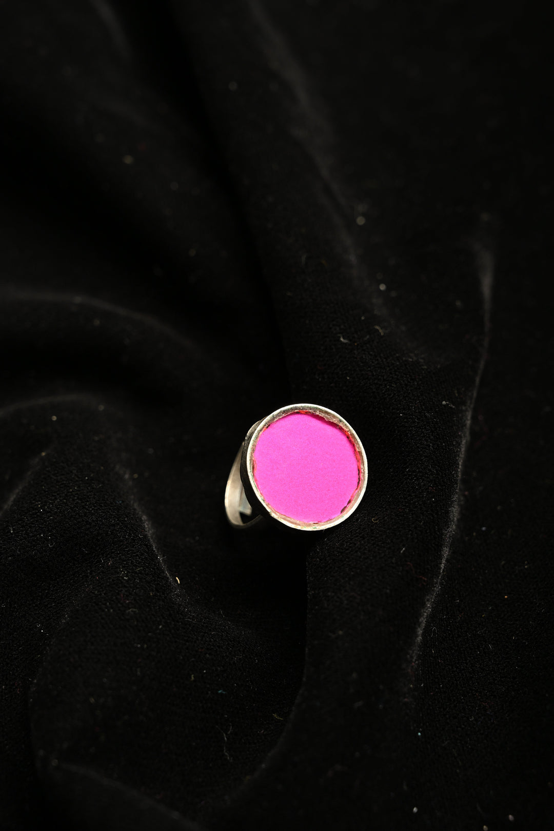 Real Glass Shambhavi Ring in Brass with Antique Silver Polish and Adjustable