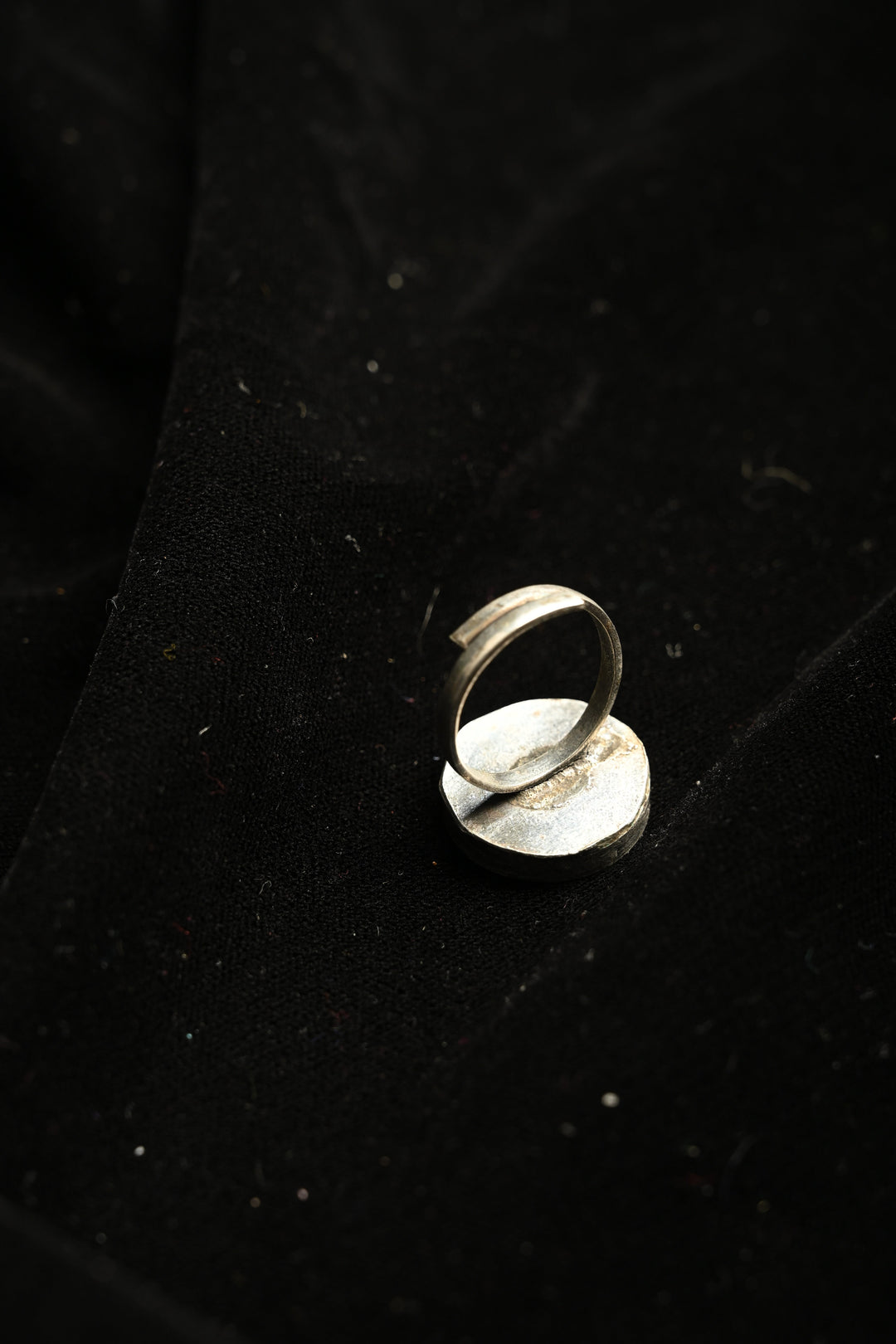 Real Glass Shambhavi Ring in Brass with Antique Silver Polish and Adjustable