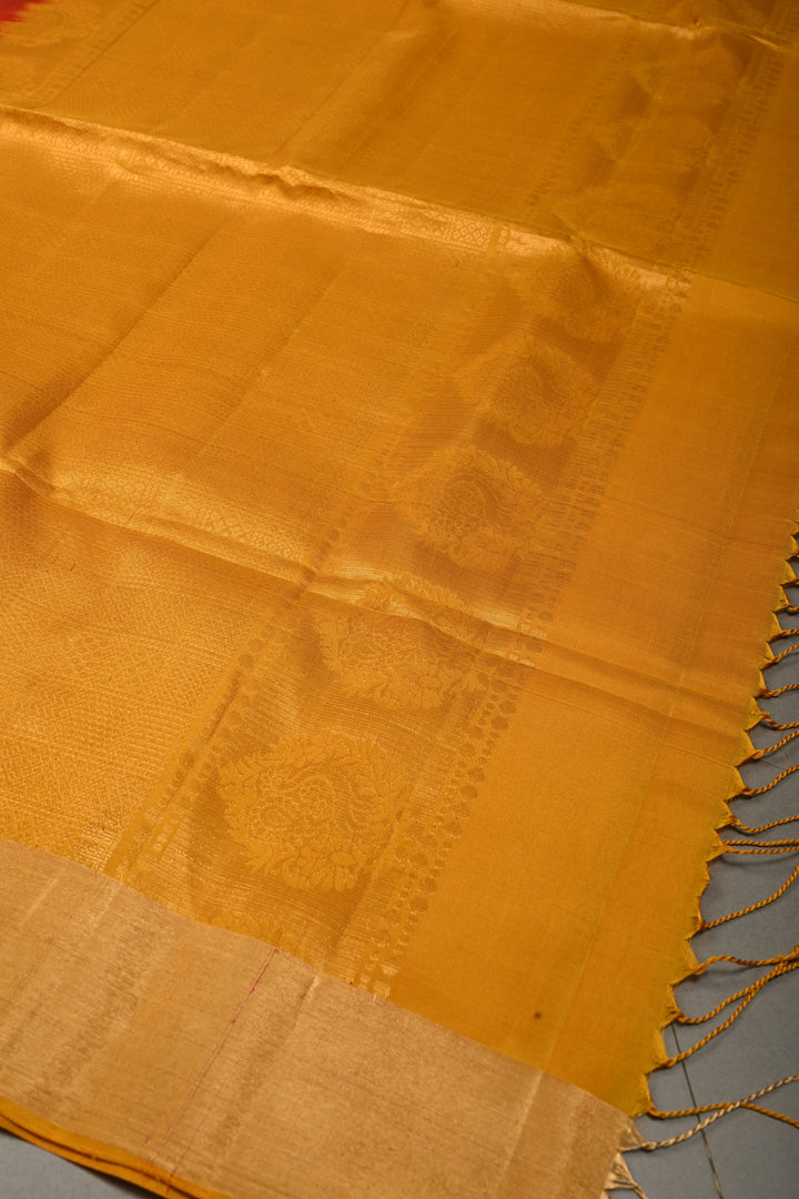 Maroon Kanjivaram Soft Silk Saree with Floral Peacock Zari Buttas and Zari Border | SILK MARK CERTIFIED | SHOBITAM