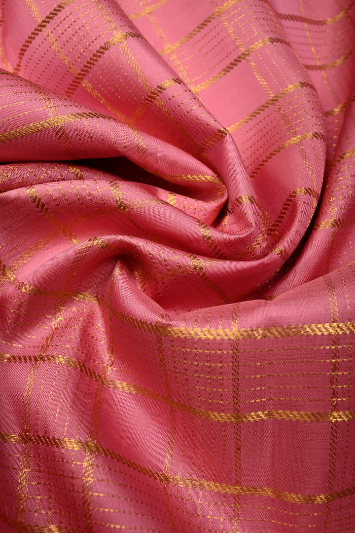Rosemilk Pink Gadwal Silk Saree with Gold-Silver Ornate Stripes and Orange Contrast Zari Border | SILK MARK CERTIFIED | SHOBITAM