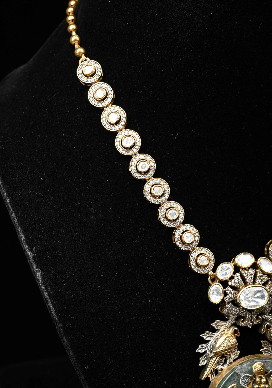 92.5 silver oxidized Dual Tone Necklace, Studded with Semi-Precious Stones