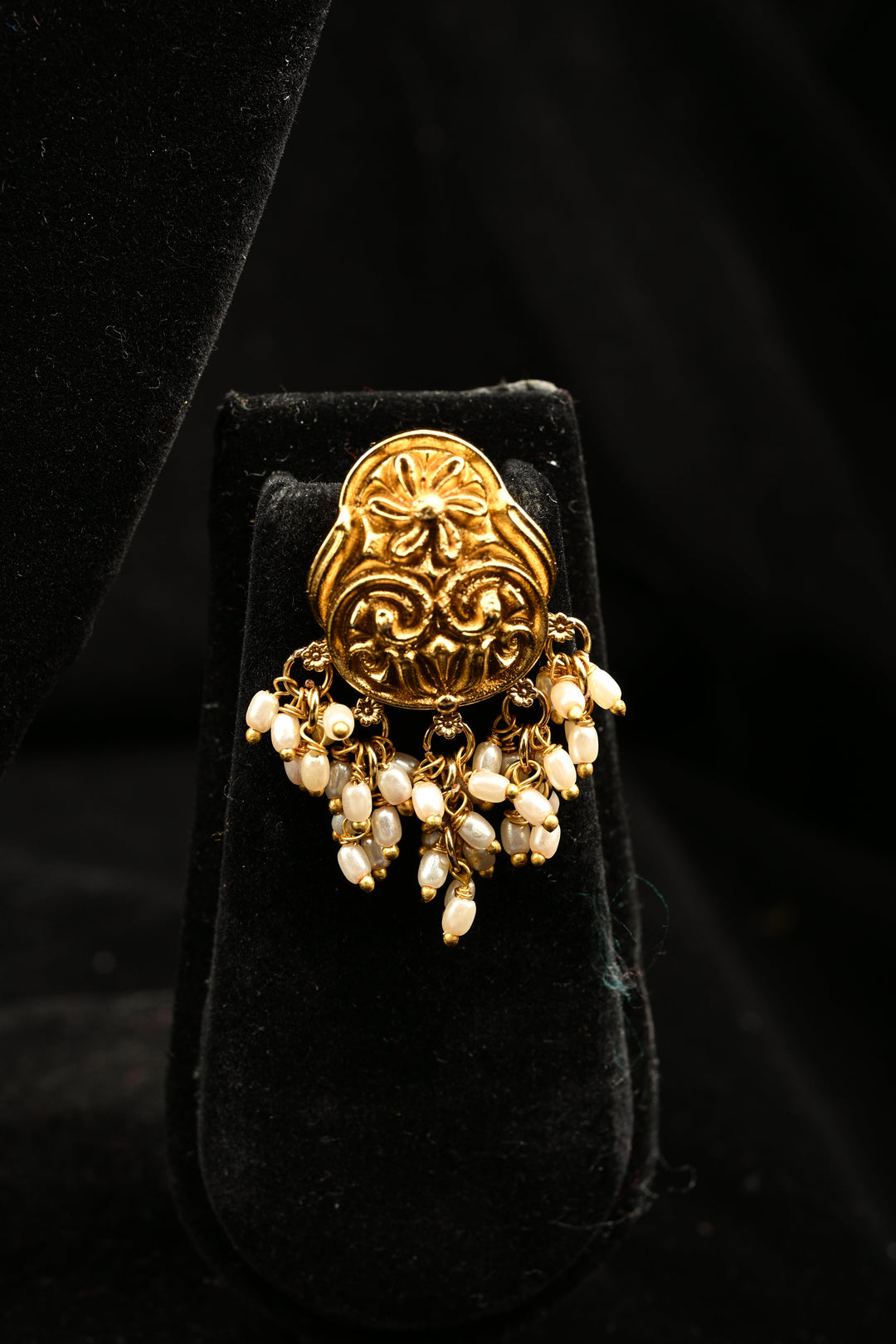 Antique Hasli Nakashi Design Necklace with Tiny Pearl Clusters and Matching Stud Earrings| SHOBITAM