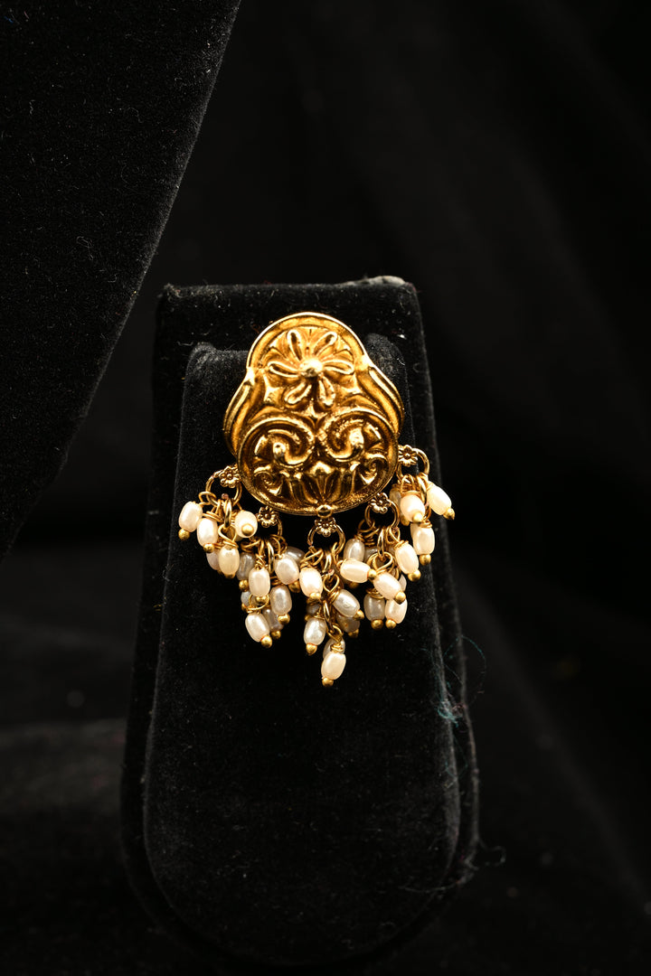 Antique Hasli Nakashi Design Necklace with Tiny Pearl Clusters and Matching Stud Earrings| SHOBITAM