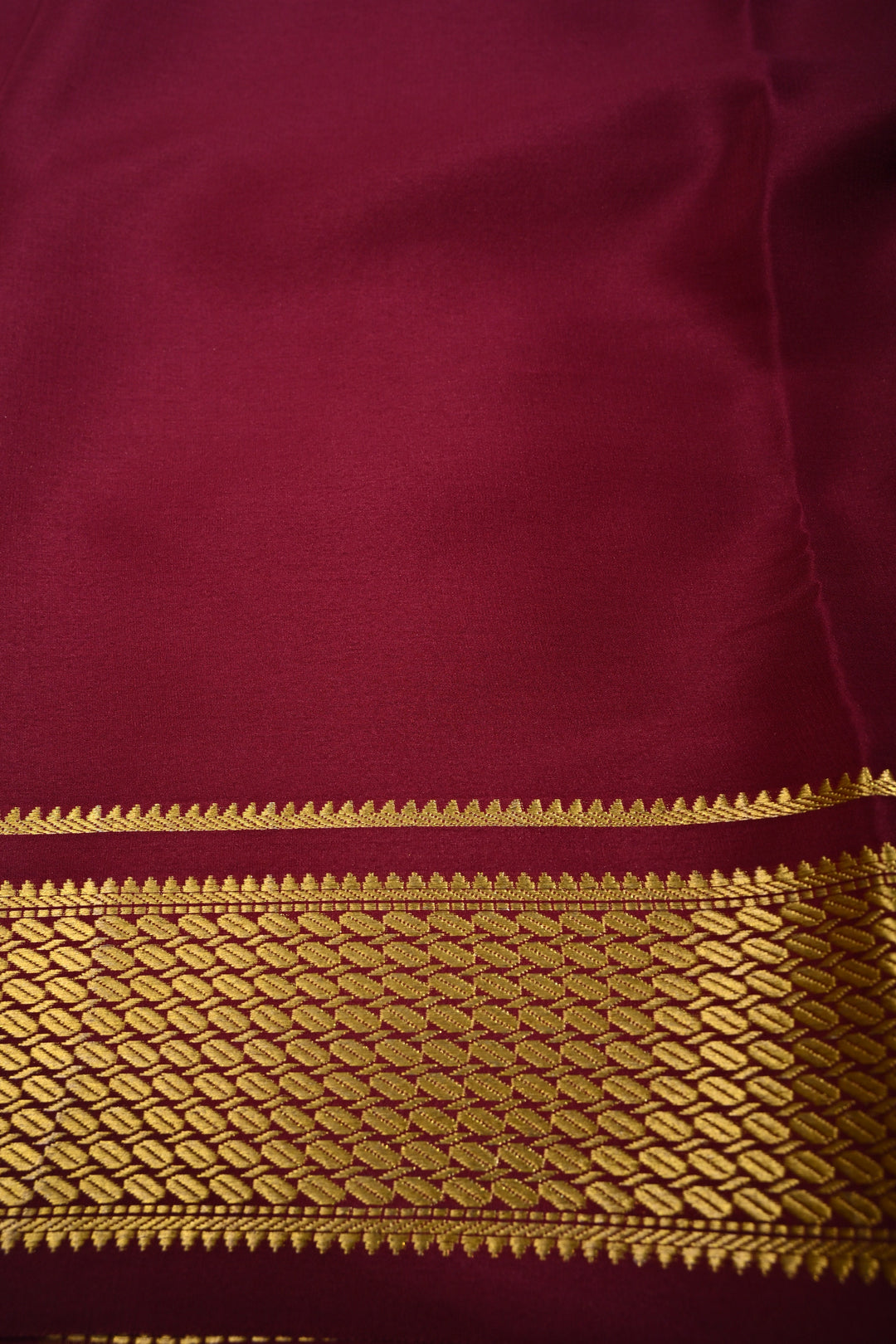 Dark Beige Mysore Silk Saree with Contrast Biscuit Zari Borders  | SILK MARK CERTIFIED | SHOBITAM