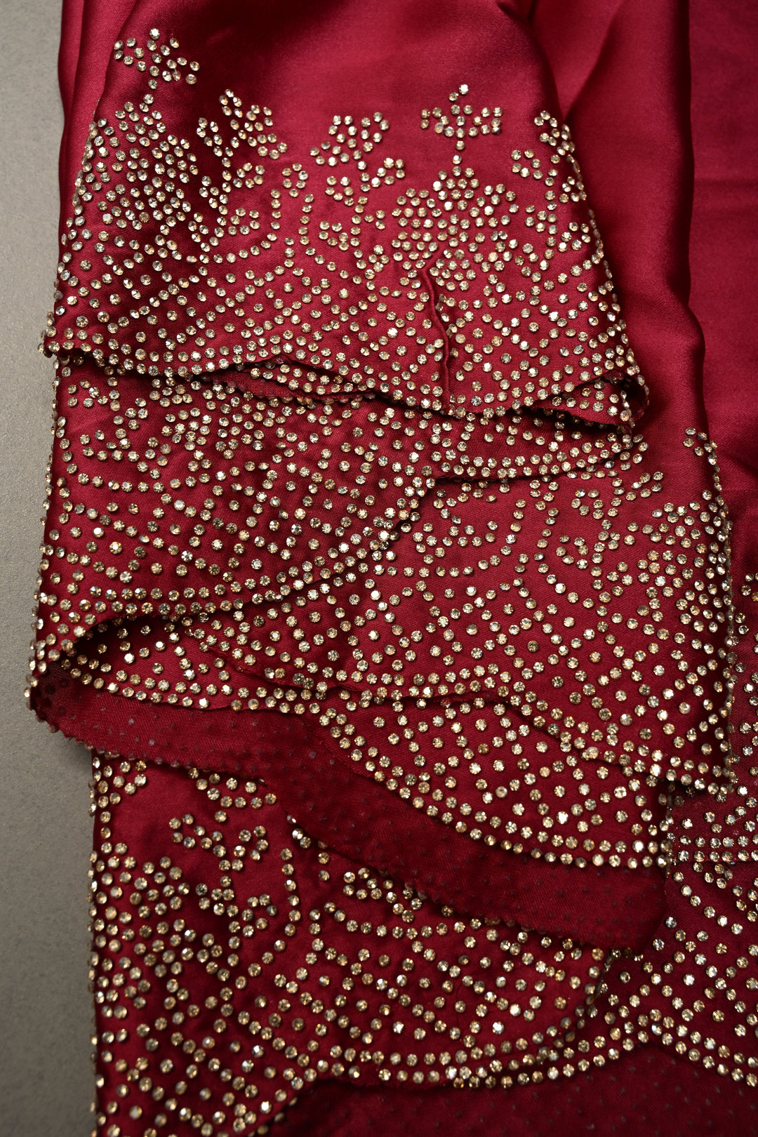 Pink Ombre Satin Georgette Saree with Tone on Tone Powder Stones Work and Scallop Border | SHOBITAM
