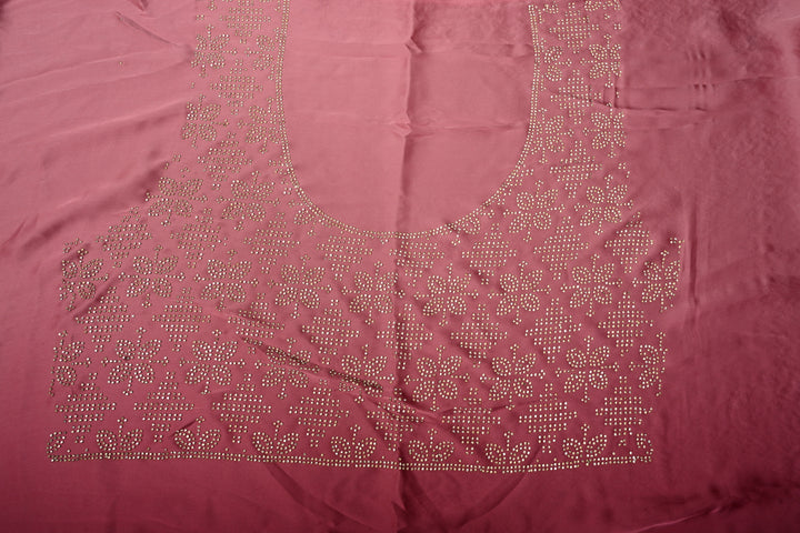 Pink Ombre Satin Georgette Saree with Tone on Tone Powder Stones Work and Scallop Border | SHOBITAM