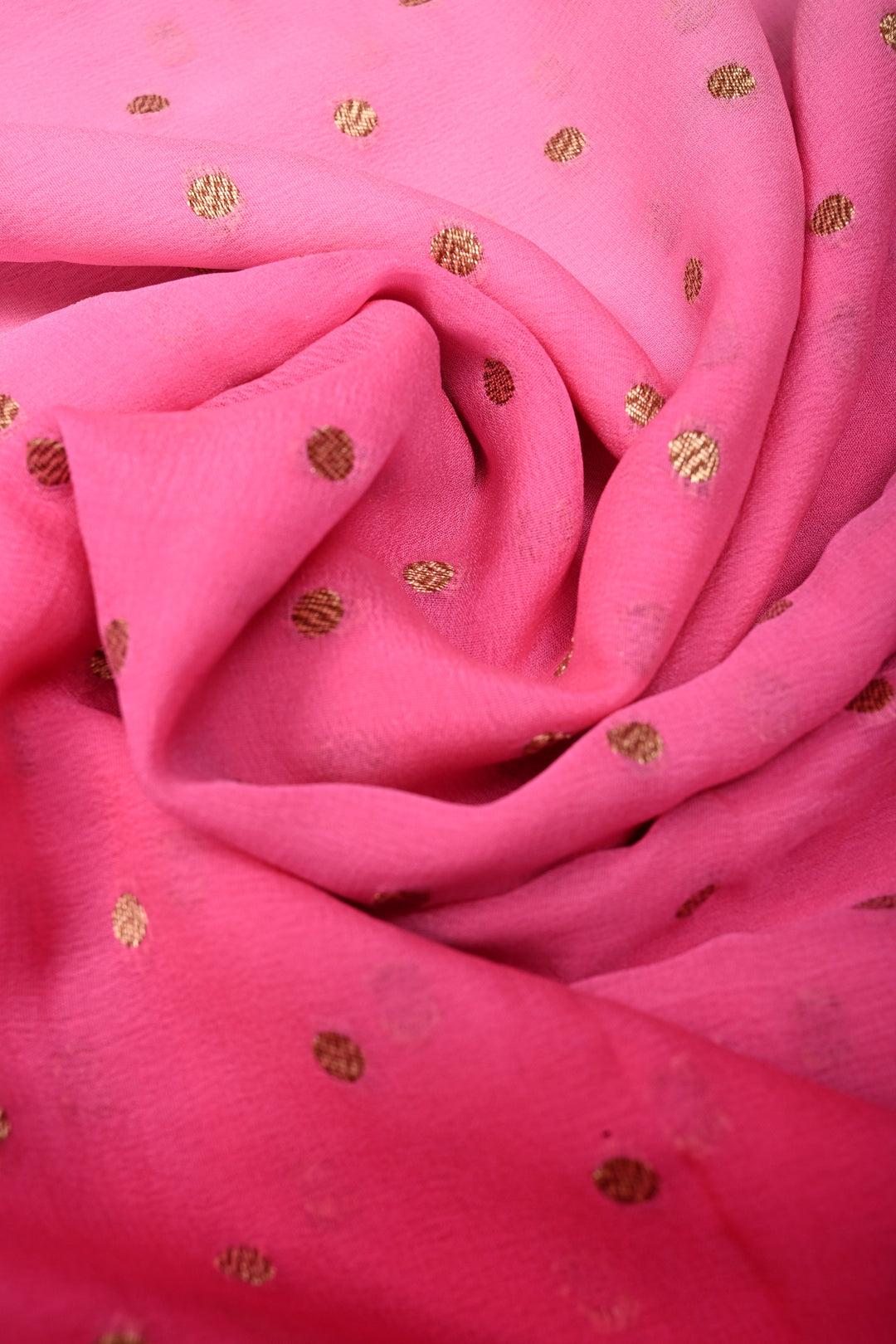 Ombre Banarasi Georgette Saree in Shades of Pink with Zari Buttas and Antique Zari Border | SILK MARK CERTIFIED | SHOBITAM