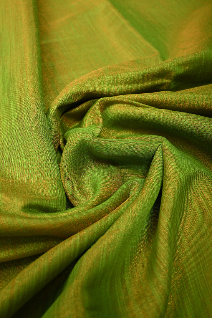 Lime Green Tissue Cotton Saree with Miniaml Border , No Blouse Piece | SHOBITAM