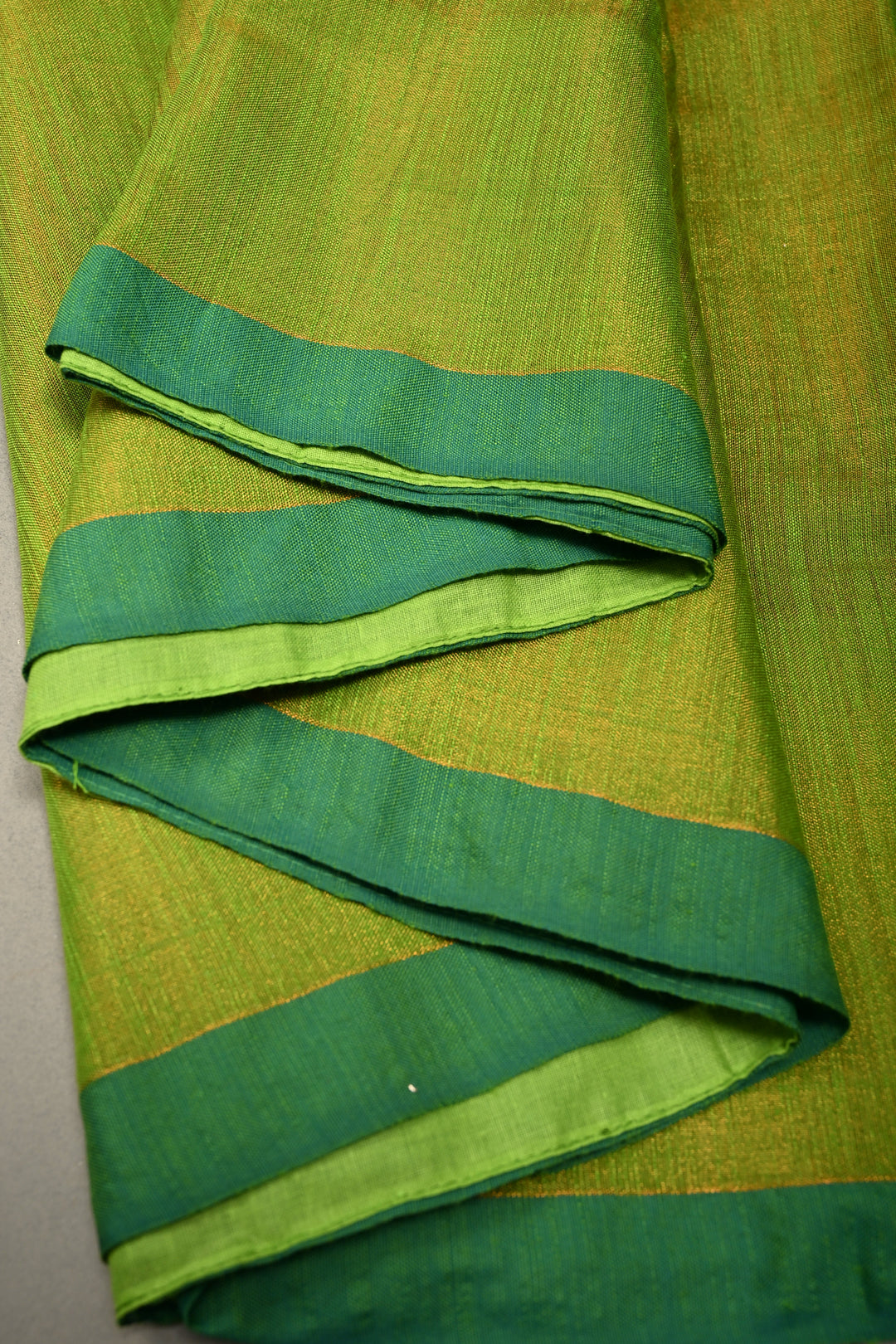 Lime Green Tissue Cotton Saree with Miniaml Border , No Blouse Piece | SHOBITAM