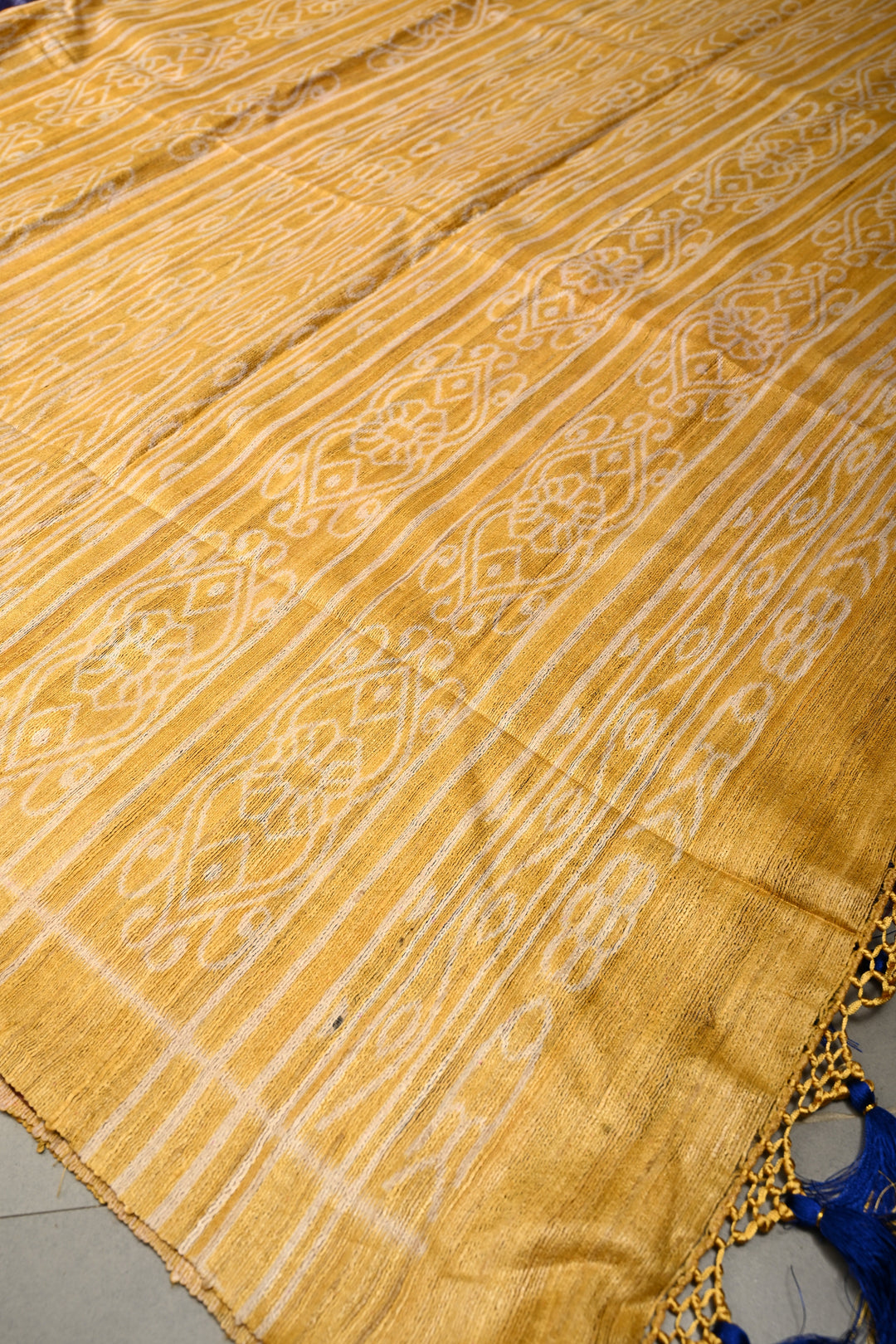 Ink Blue Geecha Tussar Silk Saree With Contrast Temple Border | SILK MARK CERTIFIED | SHOBITAM