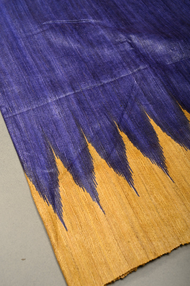 Ink Blue Geecha Tussar Silk Saree With Contrast Temple Border | SILK MARK CERTIFIED | SHOBITAM