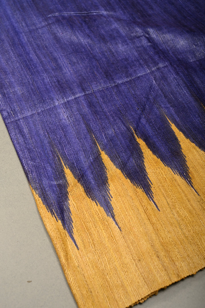 Ink Blue Geecha Tussar Silk Saree With Contrast Temple Border | SILK MARK CERTIFIED | SHOBITAM
