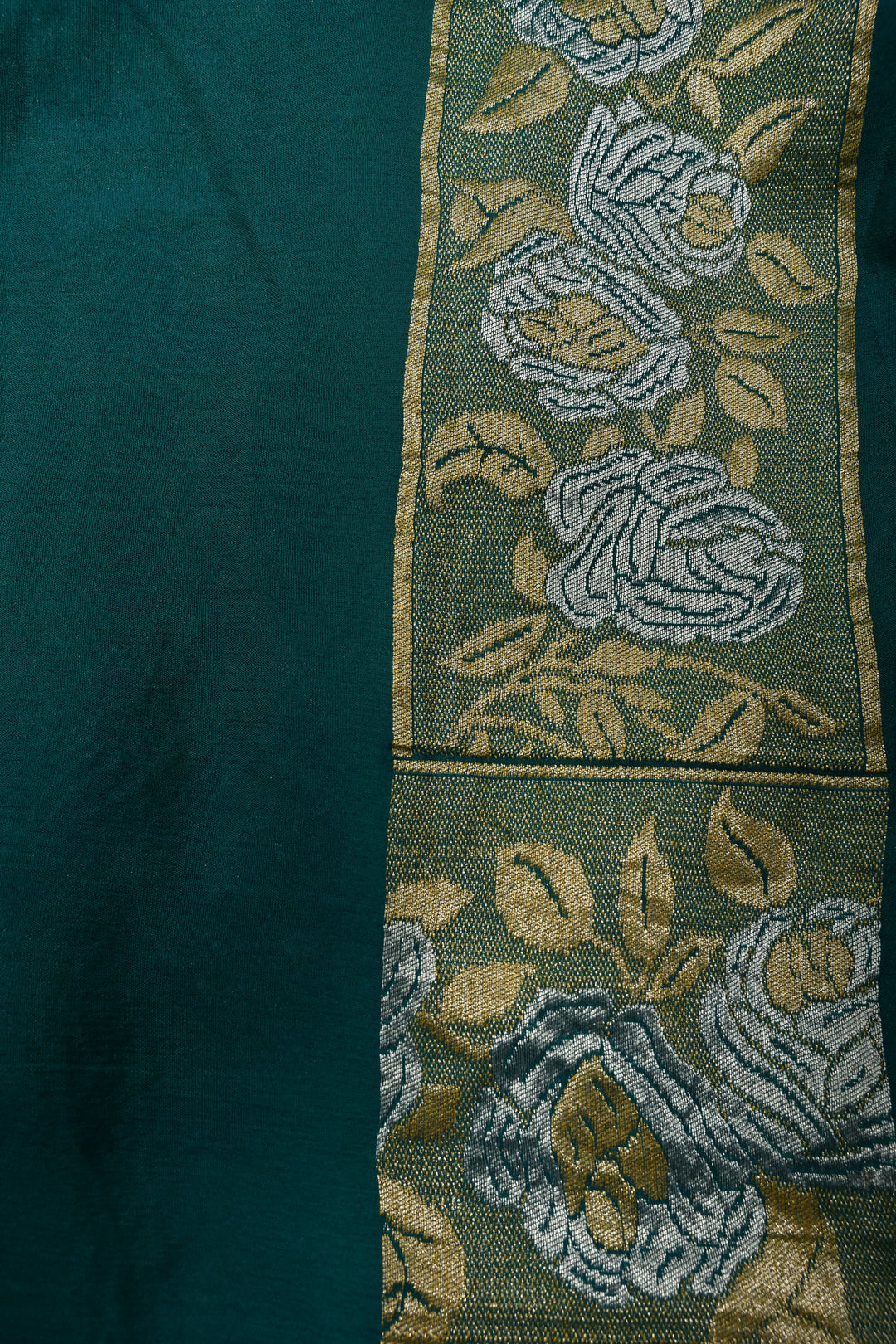 Rama Green Pure Silk Banarasi Georgette Saree with Meenakari Tree Of Life Brocade and Zari Border | SILK MARK CERTIFIED | SHOBITAM
