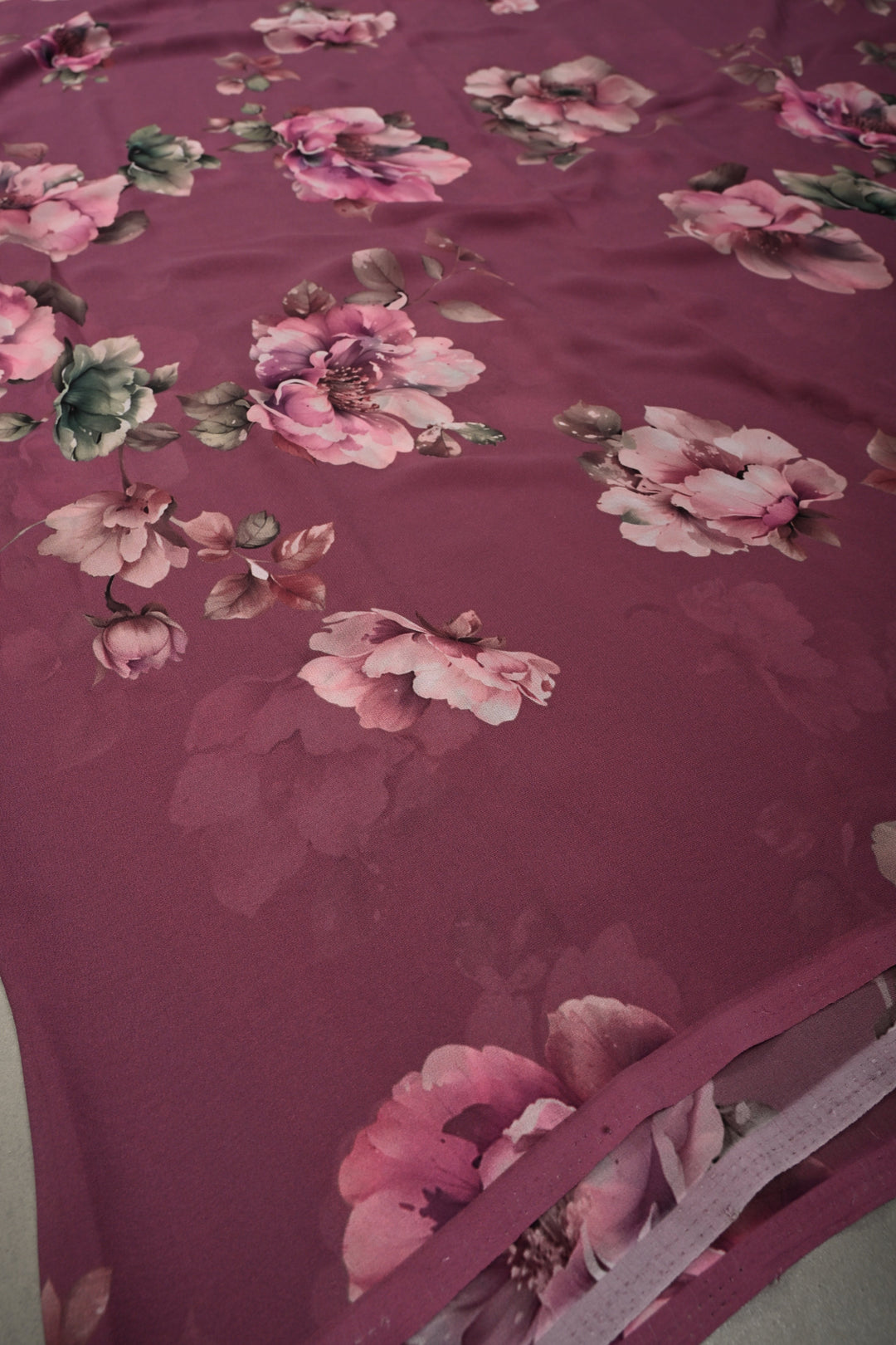 Onion Pink Georgette Saree with Blossom Floral Digital Print, No Blouse Piece
