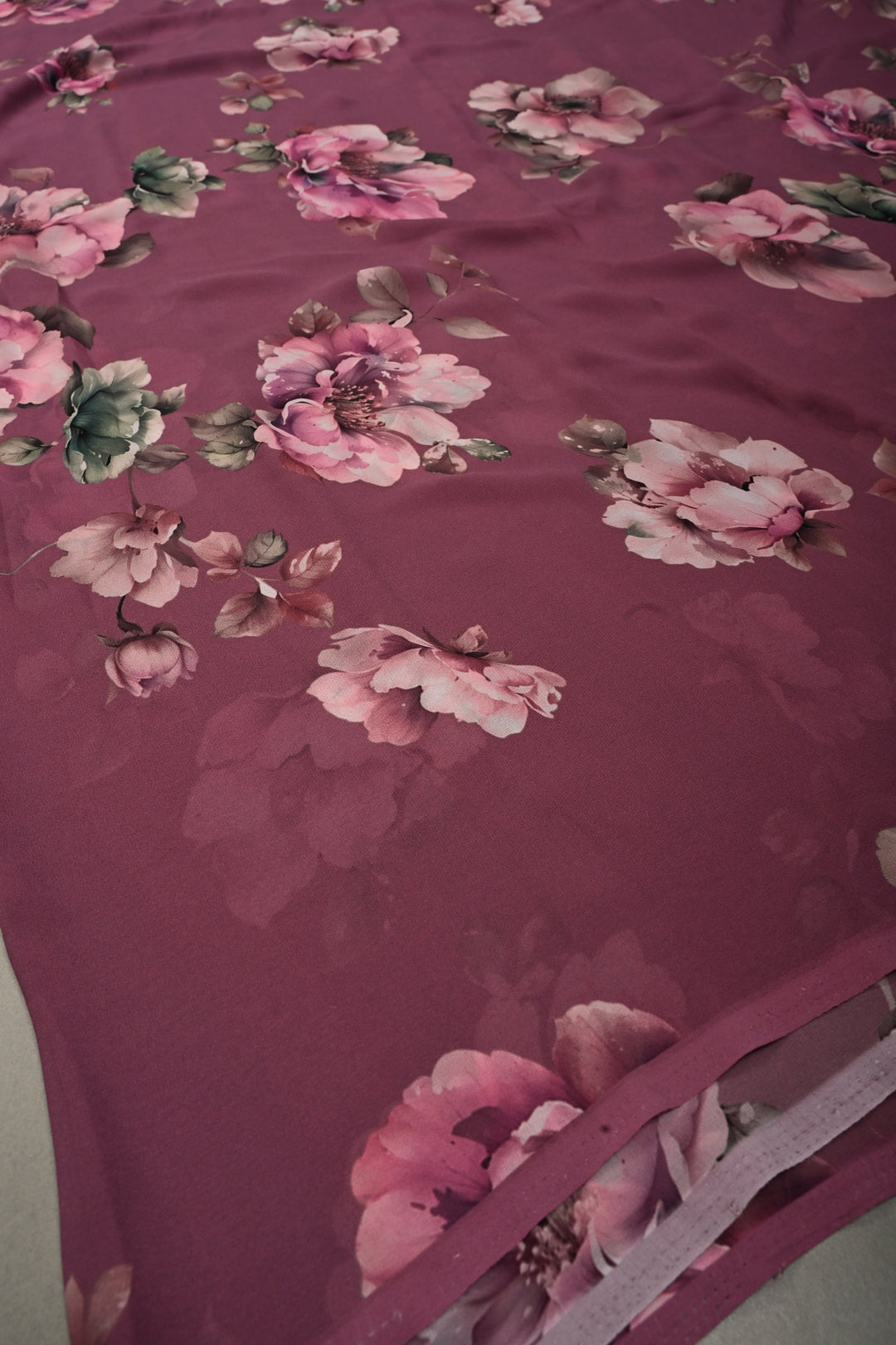Onion Pink Georgette Saree with Blossom Floral Digital Print, No Blouse Piece