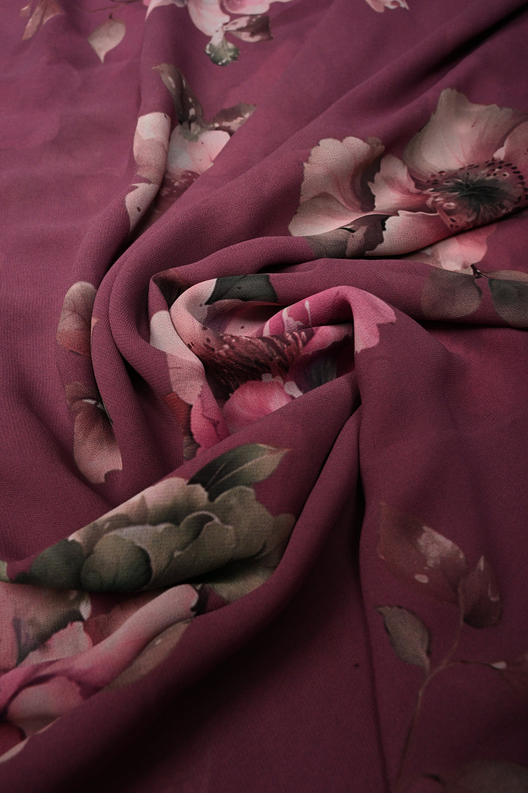 Onion Pink Georgette Saree with Blossom Floral Digital Print, No Blouse Piece