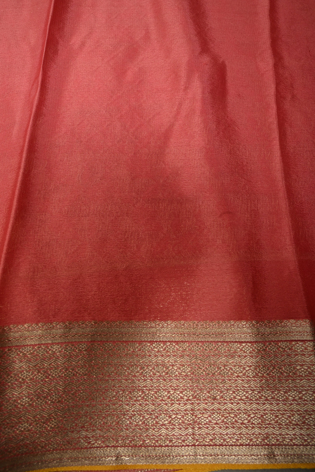 Salmon Pink Mysore Silk Saree with Antique Zari Floral Jaal and Zari Border in KSIC Grade Thickness | SILK MARK CERTIFIED | SHOBITAM