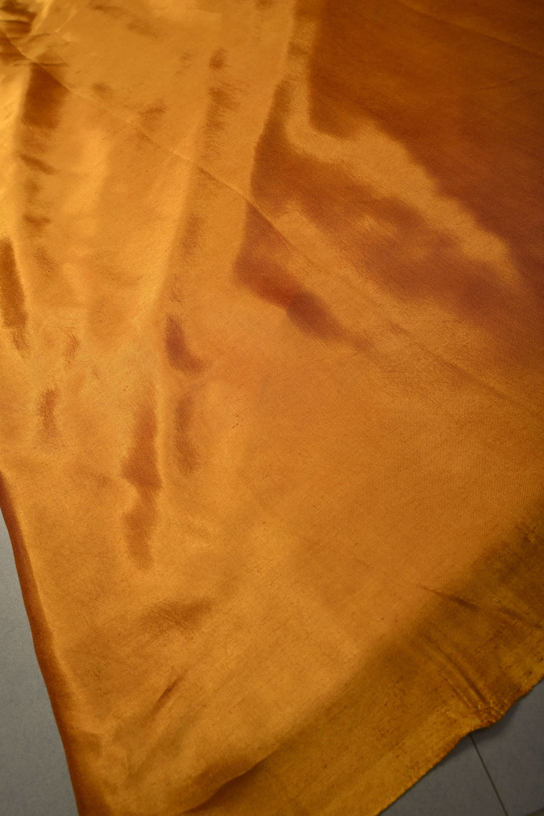 Ochre Sequins-Cutdana Hand Embroidery on Modal Silk Saree with Kalamkari Applique work and Lagda Patta Crushed Tissue Pallu | SHOBITAM