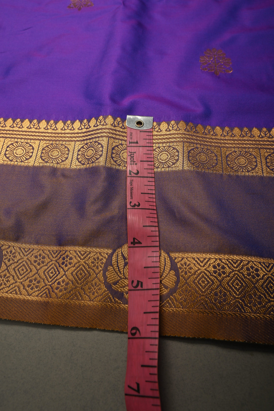Purple Dual tone Kanchi Semi Silk Saree with Zari Buttas and Rettaipet Zari Border | SHOBITAM
