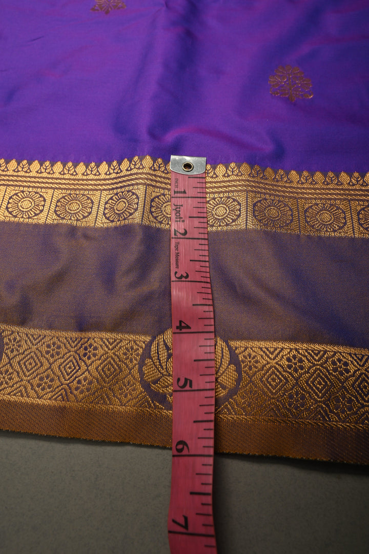 Purple Dual tone Kanchi Semi Silk Saree with Zari Buttas and Rettaipet Zari Border | SHOBITAM
