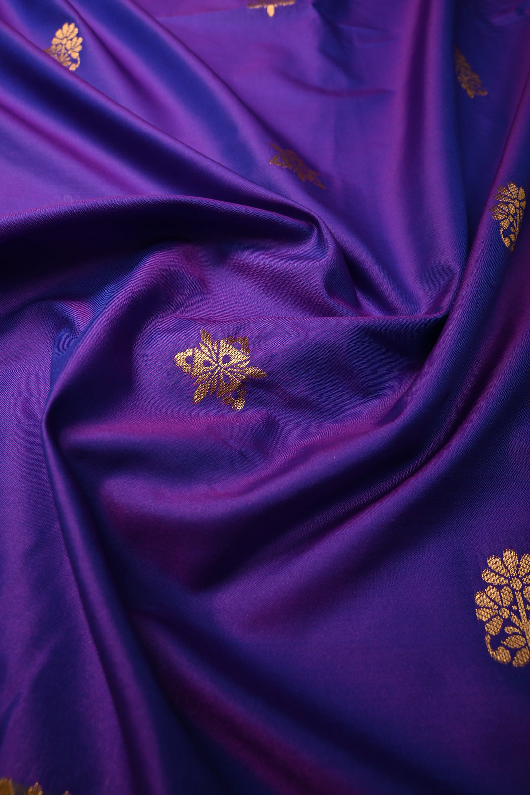 Purple Dual tone Kanchi Semi Silk Saree with Zari Buttas and Rettaipet Zari Border | SHOBITAM
