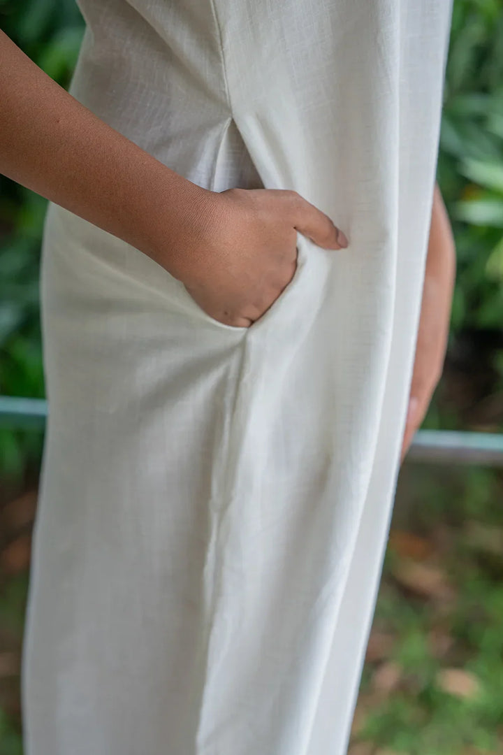 Black on White South Cotton Dress | SHOBITAM