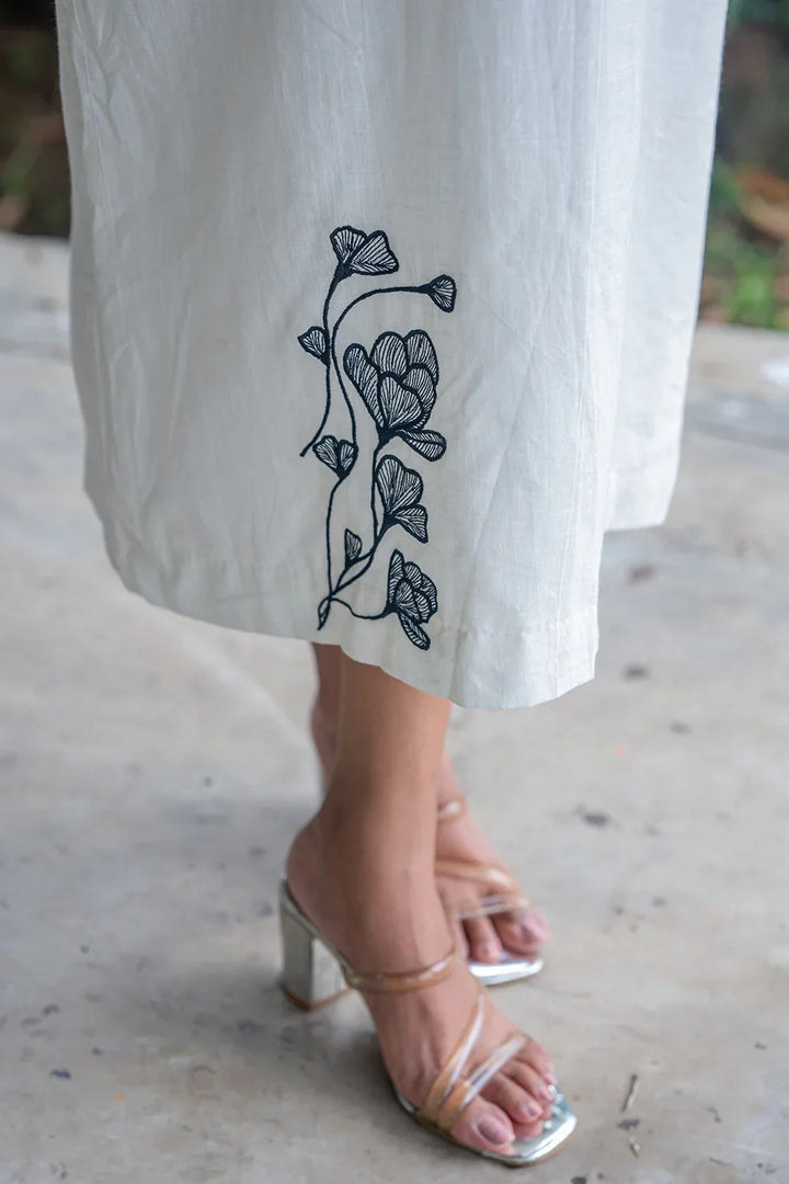 Black on White South Cotton Dress | SHOBITAM