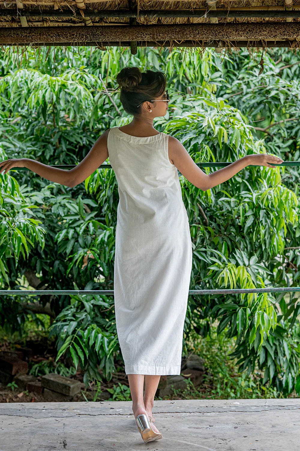 Black on White South Cotton Dress | SHOBITAM