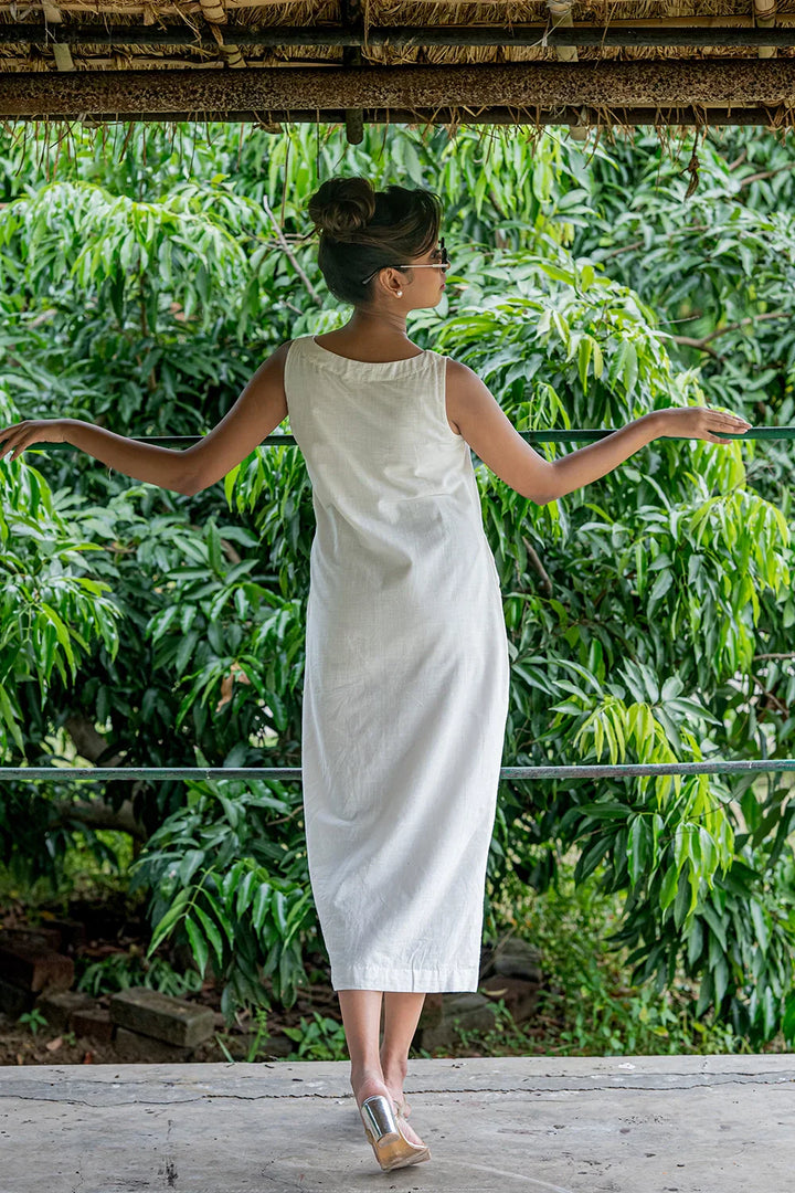 Black on White South Cotton Dress | SHOBITAM